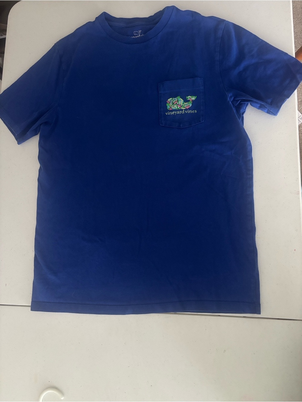 Vineyard Vines Blue Pocket Tee with Vinyl Whale